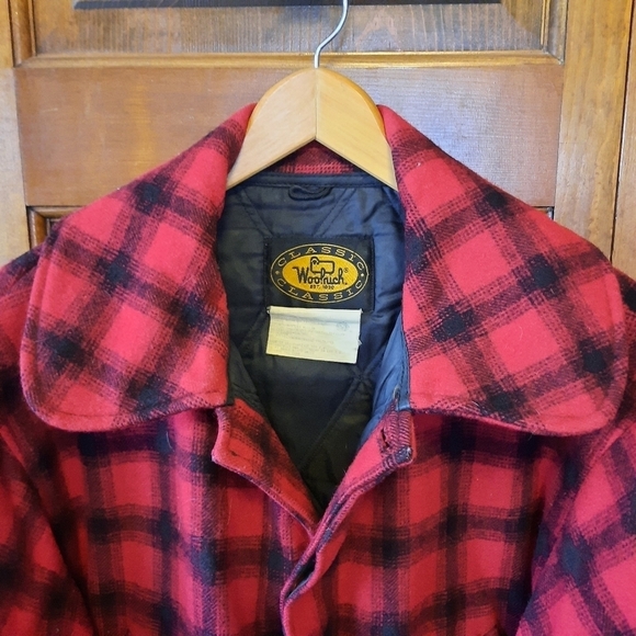 Vintage 1980s Woolrich Classic wool red buffalo check plaid winter coat jacket - Picture 2 of 15